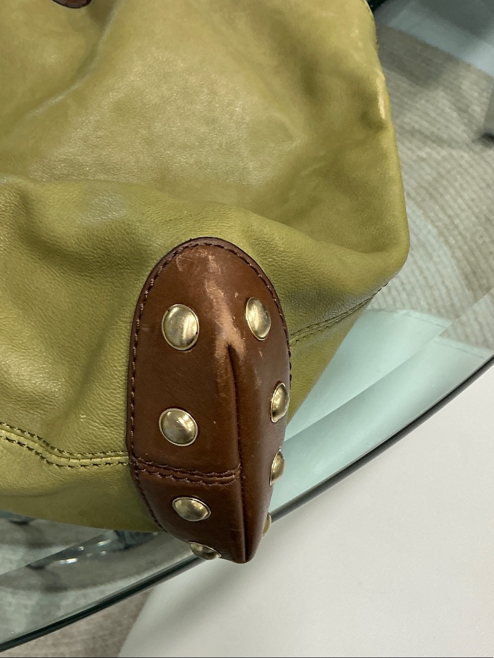 Michael Kors Olive and Brown Drawstring Shoulder Tote - Picture 8 of 13